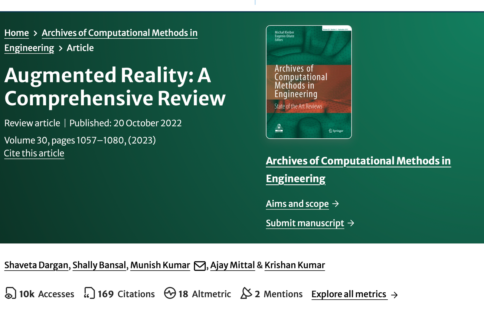Augmented Reality review cover